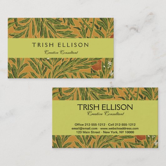 オレンジツリーヴィンテージ壁紙パターンアールヌーボー 名刺 (正面/裏面)