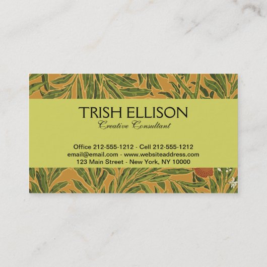 オレンジツリーヴィンテージ壁紙パターンアールヌーボー 名刺 (裏面)