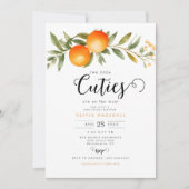 オレンジツーリトルかわいこちゃんツインベビーシャワー 招待状 (正面)