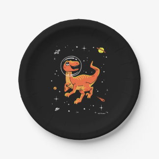 オレンジティラノサウルスディノス宇宙 ペーパープレート