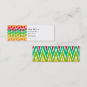 オレンジティール(緑がかった色)イカットシェブロンジグザグストライプパターン スキニー名刺 (正面/裏面)
