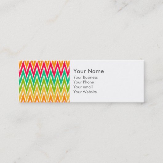 オレンジティール(緑がかった色)イカットシェブロンジグザグストライプパターン スキニー名刺 (正面)
