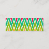 オレンジティール(緑がかった色)イカットシェブロンジグザグストライプパターン スキニー名刺 (裏面)