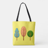 オレンジティール（緑がかった色）グリーンアートツリーイエロー トートバッグ (裏面)