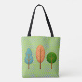 オレンジティール(緑がかった色)グリーンツリーズとモダン水玉模様 トートバッグ (裏面)