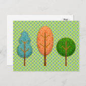 オレンジティール(緑がかった色)グリーンツリーズとモダン水玉模様 ポストカード (正面/裏面)