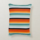オレンジティール(緑がかった色) ストライプの アクセントクッション (裏面(縦))