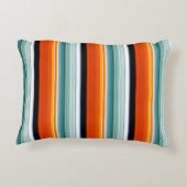 オレンジティール(緑がかった色) ストライプの アクセントクッション (裏面)