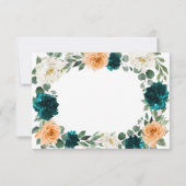 オレンジティール（緑がかった色）ターコイズブルーウェディングRSVPカード 出欠カード (裏面)