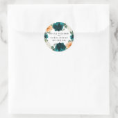 オレンジティール（緑がかった色）ターコイズブルーエレガントフローラ結婚ズ ラウンドシール (バッグ)