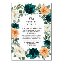 オレンジティール（緑がかった色）ターコイズブルー結婚のエンクロージャカード