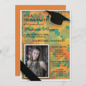 オレンジティール（緑がかった色）フローラカレッジトランクパーティー写真 招待状 (正面/裏面)