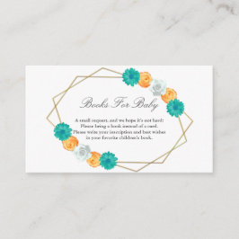 オレンジティール(緑がかった色)フローラ幾何学図書ベビー エンクロージャーカード