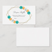 オレンジティール（緑がかった色）フローラ幾何学的ベビーおむつラッフル エンクロージャーカード (正面/裏面)