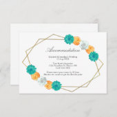 オレンジティール(緑がかった色)フローラ幾何結婚宿泊施設 エンクロージャーカード (正面/裏面)