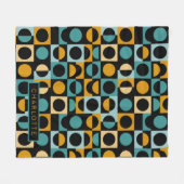 オレンジティール（緑がかった色）ブラックパターパーソナライズされたン フリースブランケット (正面(横))