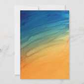 オレンジティール(緑がかった色)ブルートロピカル結婚式招待状 招待状 (裏面)