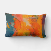 オレンジティール（緑がかった色）ブルーパープル装飾用クッション ランバークッション (裏面)