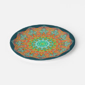 オレンジティール（緑がかった色）万華鏡のように千変万化するパターン紙パーティープレート ペーパープレート (アングル)