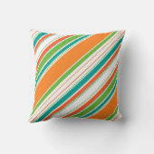 オレンジティール(緑がかった色)対角ストライプ クッション (裏面)