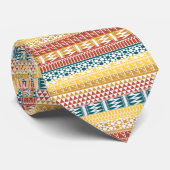 オレンジティール(緑がかった色)幾何アステカ部族プリントパターン ネクタイ (ロール)