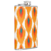 オレンジティール(緑がかった色)抽象芸術トバルイカットダイヤモンドパターン フラスク (右)