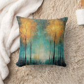 オレンジティール（緑がかった色）森林水の色の装飾 クッション (ブランケット)