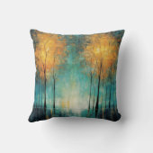 オレンジティール（緑がかった色）森林水の色の装飾 クッション (裏面)