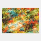 オレンジティール（緑がかった色）水カラー水玉模様ストライプ ラッピングペーパーシート (正面)