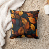 オレンジティール（緑がかった色）秋紅葉 クッション (ブランケット)