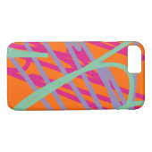 オレンジティール(緑がかった色)紫ピンクラインスクライブラスアートおもしろい Case-Mate iPhoneケース (裏面(横))