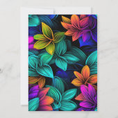 オレンジティール（緑がかった色）紫色のネオン花任意の年齢誕生日 招待状 (裏面)