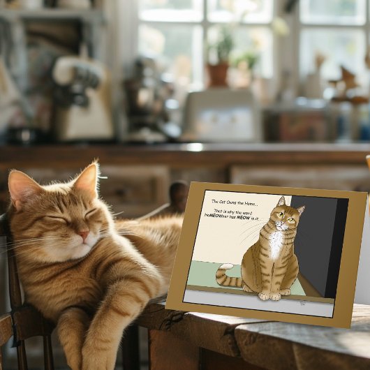 オレンジテビ猫の家の持ち主 楽しい猫のデザイン カード