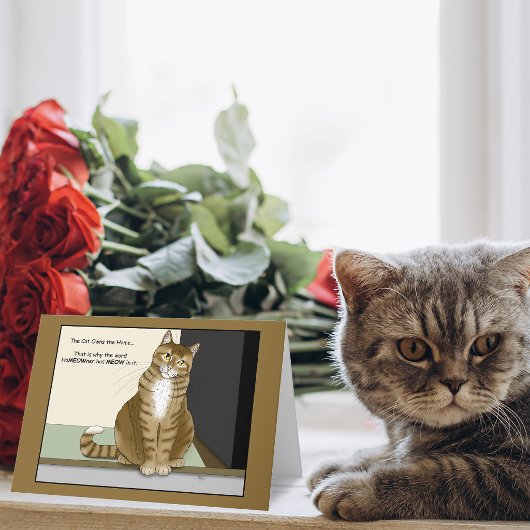 オレンジテビ猫の家の持ち主 楽しい猫のデザイン カード
