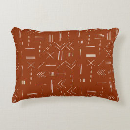 オレンジテラコッタゴージャス幾何学模様 アクセントクッション