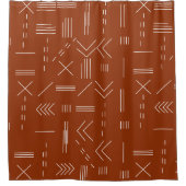 オレンジテラコッタゴージャス幾何学模様 シャワーカーテン (正面)