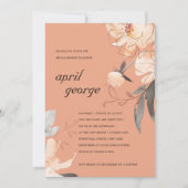 オレンジテラコッタフローラブライダルシャワー招待状 サンキューカード (正面)