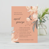 オレンジテラコッタフローラブライダルシャワー招待状 サンキューカード (スタンド正面)