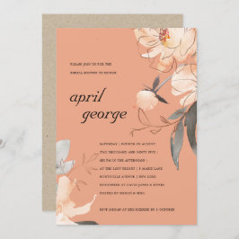 オレンジテラコッタフローラブライダルシャワー招待状 サンキューカード