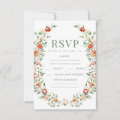 オレンジテラコッタフローラ素朴な結婚式RSVPカード 出欠カード (正面)