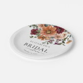 オレンジテラコッタブルゴーニュフローラブライダルシャワー ペーパープレート (アングル)