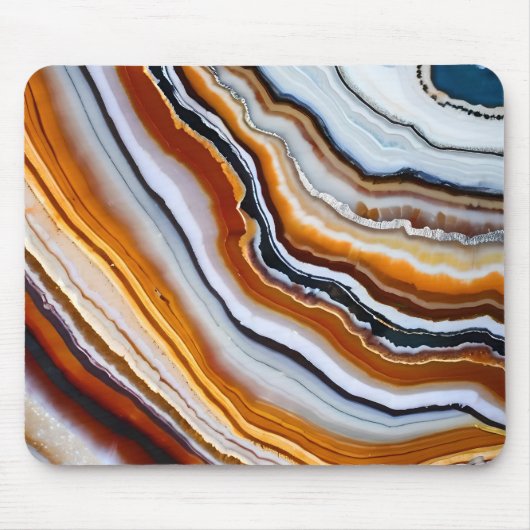 オレンジテラコッタホワイトブラックブルーアゲートゲード マウスパッド (正面)