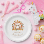 オレンジテラコッタボヘミアン |レインボーベビーシャワー ペーパープレート (パーティー)