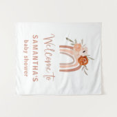 オレンジテラコッタボホレインボーベビーシャワーウェルカム タペストリー (正面(横))