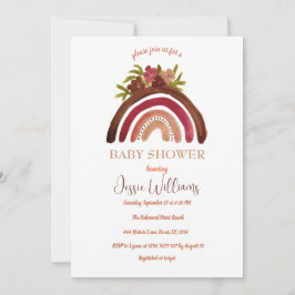 オレンジテラコッタボホレインボーベビーシャワー 招待状