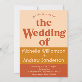 オレンジテラコッタモダンレトロ5x7 招待状