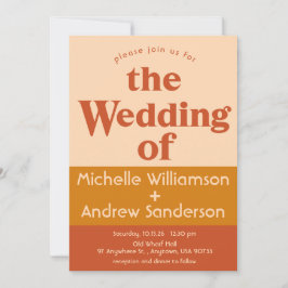 オレンジテラコッタモダンレトロ5x7 招待状