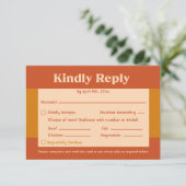 オレンジテラコッタモダンレトロQRコード 出欠カード (スタンド正面)