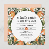 オレンジテーマリトルかわいこちゃんベビーシャワースクエア 招待状 (正面/裏面)