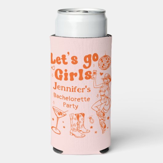 オレンジディスコロデオ女性のカーボーイクールバチェロレッテ スリム缶クーラー (Seltzer裏面)